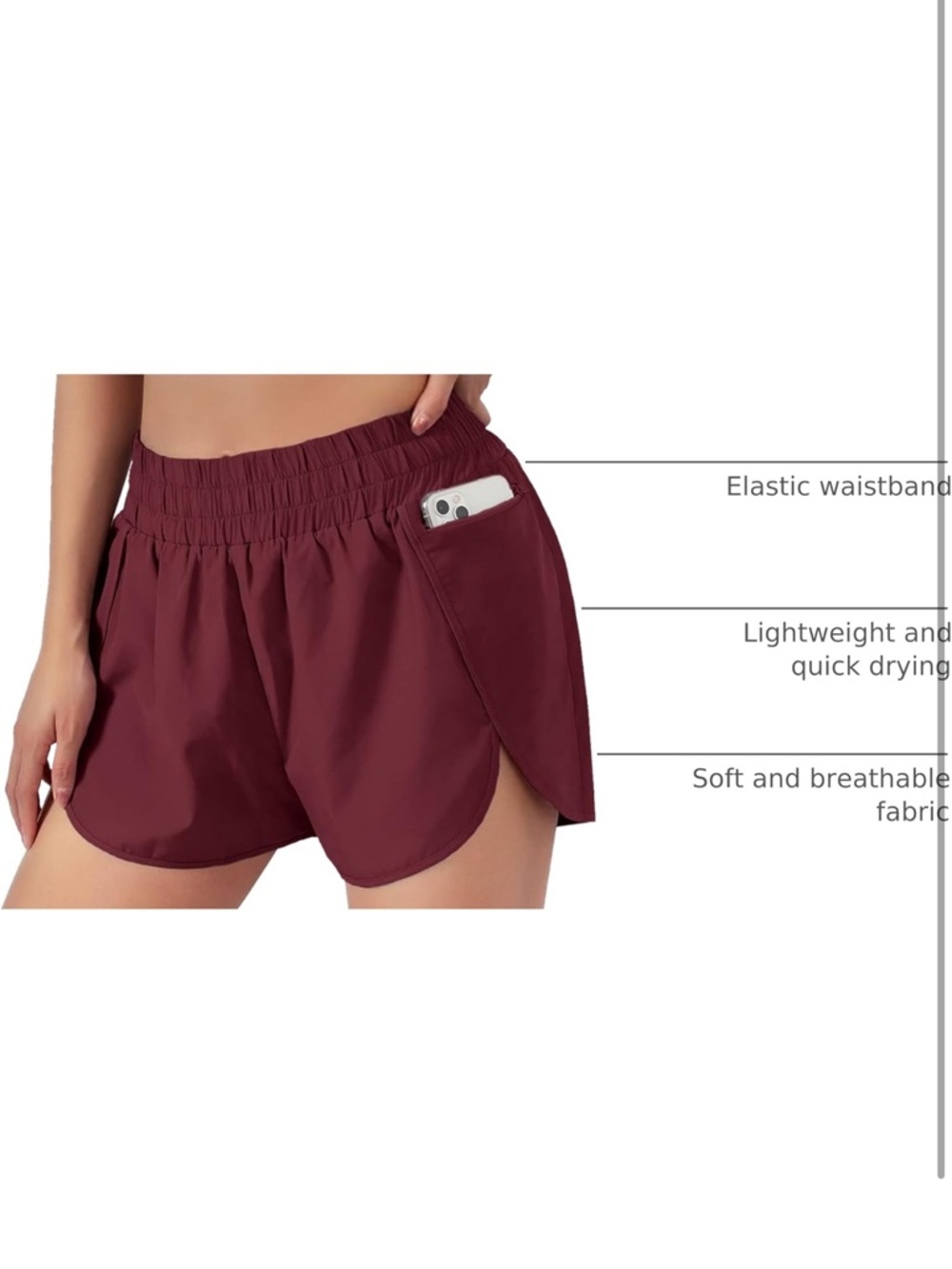 Blooming Jelly Women's Quick-Dry Running Shorts Dark Wine Red Size Medium - Picture 3 of 8